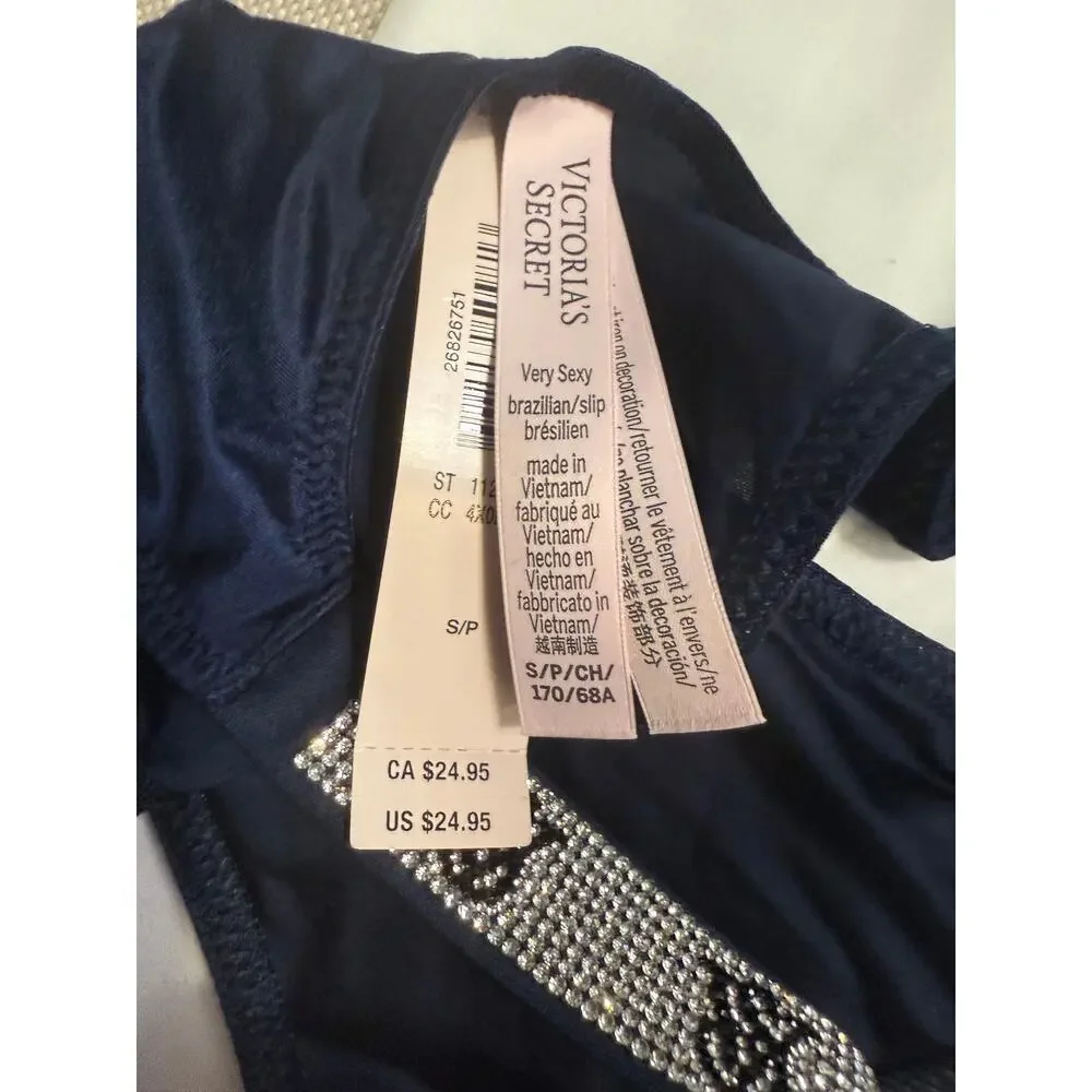 NWT Victoria’s Secret Very Sexy Bling Strap Thongs & Brazilian Size Small